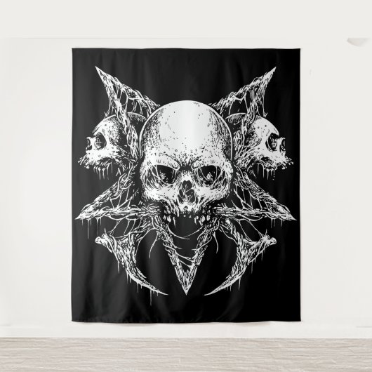 Gothic Skull Trio Wandteppich (Vorderseite)