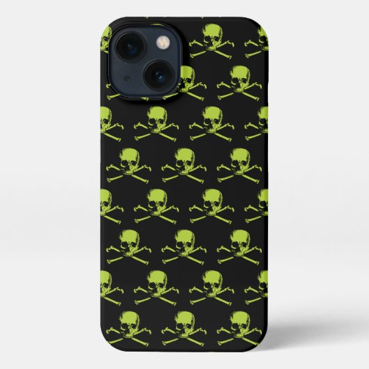 Gothic Skull und Crossbones Muster grün iPhone Hülle (Rückseite)