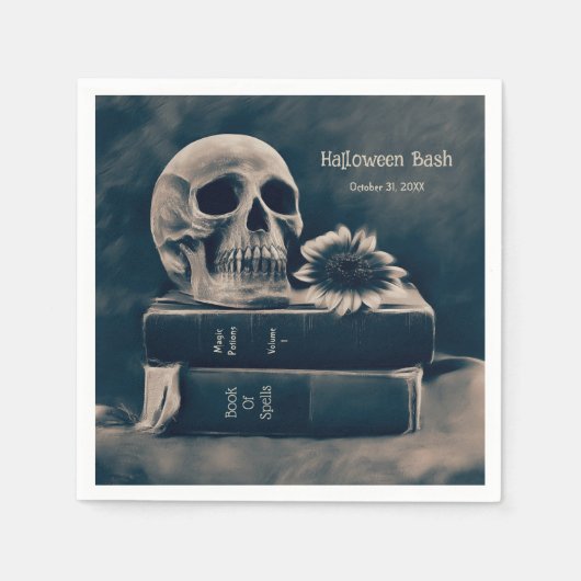 Gothic Skull Vintag Books Macabre Halloween-Party Serviette (Vorderseite)