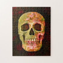 Gothic Skull Vintag Retro Rot Grün Beängstigend