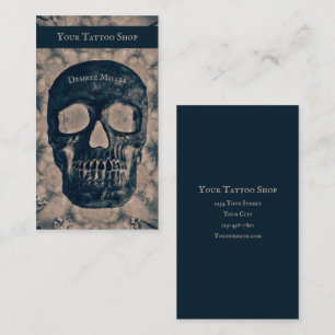 Gothic Skull Vintag Sepia Negative Tattoo Shop Visitenkarte