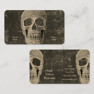 Gothic Skull Vintag Sepia Texture Tattoo Shop Visitenkarte