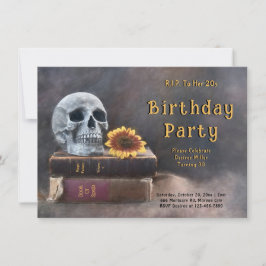 Gothic Skull Vintages Buch Sonnenblumen RIP zu ihr Einladung