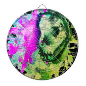 Gothic Skull Wassercolor Halloween Neon Art Dartscheibe (vorne)