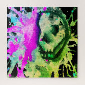 Gothic Skull Wassercolor Halloween Neon Art Puzzle (Vertikal)