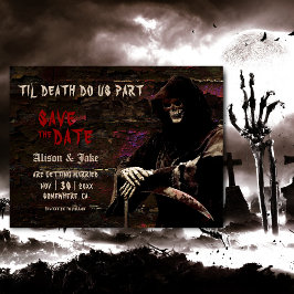 Gothic Skull Wedding rettet das Datum Ankündigungspostkarte