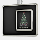 Gothic Skull Weihnachtsbaum | Alternative Spooky Rahmen-Ornament Silber (Links)