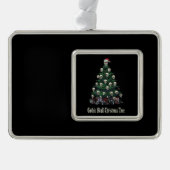 Gothic Skull Weihnachtsbaum | Alternative Spooky Rahmen-Ornament Silber (Vorderseite)