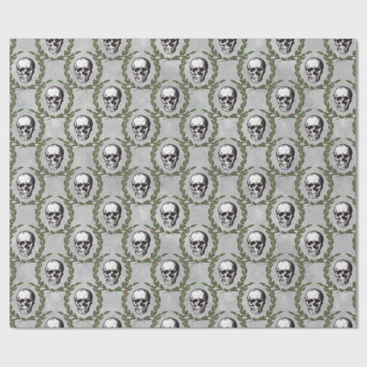 Gothic Skull Weihnachtskranz Geschenkpapier (Flach)