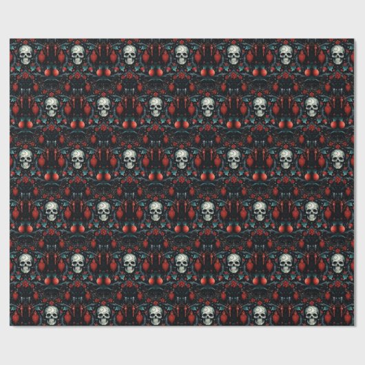 Gothic Skull Weihnachtsschmuck Geschenkpapier (Flach)