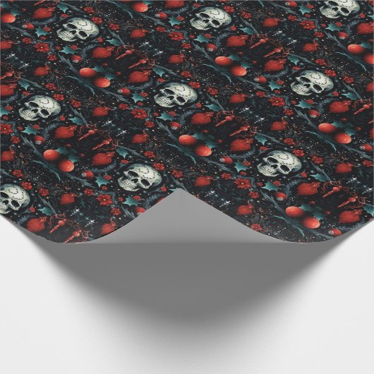 Gothic Skull Weihnachtsschmuck Geschenkpapier (Ecke)