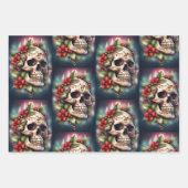 Gothic Skull Weihnachtswrapping Paper Geschenkpapier Set (Vorderseite 3)
