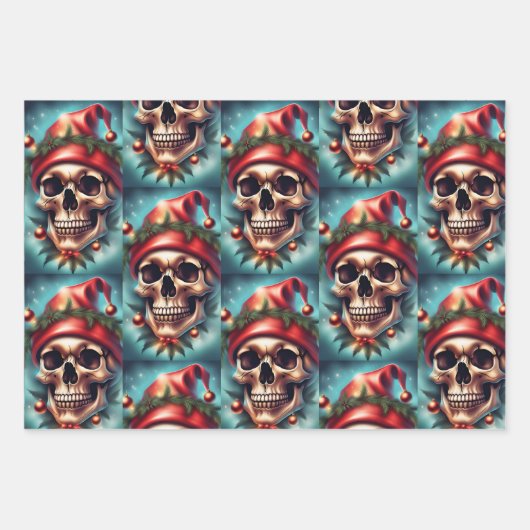 Gothic Skull Weihnachtswrapping Paper Geschenkpapier Set (Vorderseite 2)