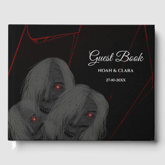 Gothic Skull White Ghosts- Dark Moody Halloween Gästebuch