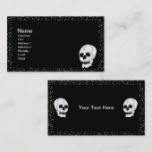 Gothic Skull White Polka Dot Border on Black Visitenkarte (Vorne/Hinten)
