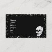 Gothic Skull White Polka Dot Border on Black Visitenkarte (Vorderseite)