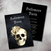 Gothic Skull White Roses Halloween-Party Einladung