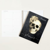 Gothic Skull White Roses Personalisierter Planer (Anzeige)
