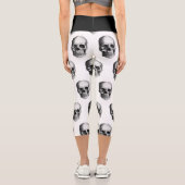 Gothic-Skull-Wiederholdruck Capri Leggings (Rückseite)