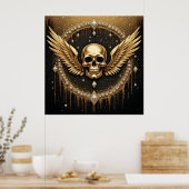 💎 Gothic Skull Wings Logo Für Alternative Geschen Poster (Küche)
