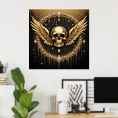💎 Gothic Skull Wings Logo Für Alternative Geschen Poster (Heimbüro)