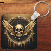 💎 Gothic Skull Wings Logo Für Alternative Geschen Schlüsselanhänger (Rückseite)