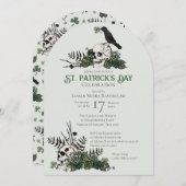 Gothic Skulls and Clovers St Patrick's Celebration Einladung (Vorne/Hinten)