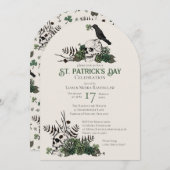 Gothic Skulls and Clovers St Patrick's Celebration Einladung (Vorne/Hinten)