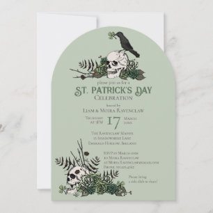 Gothic Skulls and Clovers St Patrick's Celebration Einladung
