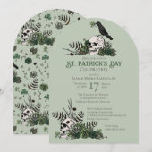 Gothic Skulls and Clovers St Patrick's Celebration Einladung (Vorne/Hinten)