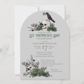 Gothic Skulls and Clovers St Patrick's Celebration Einladung (Vorderseite)