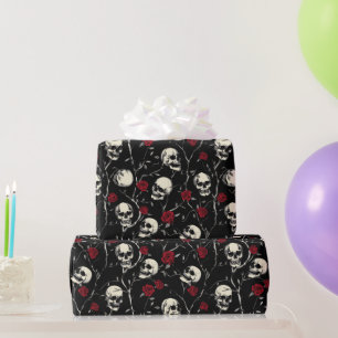 Gothic Skulls and Rose Wrapping Paper Geschenkpapier