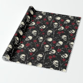 Gothic Skulls and Rose Wrapping Paper Geschenkpapier (Ungerollt)