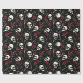 Gothic Skulls and Rose Wrapping Paper Geschenkpapier (Flach)