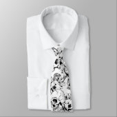 Gothic Skulls and Roses Line Art Business Wear Krawatte (Gebunden)