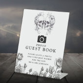 Gothic Skulls Black and White Foto Gästebuch Sockelschild