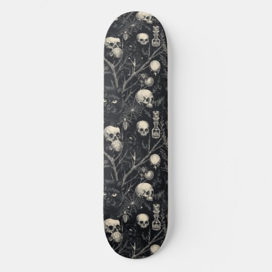 Gothic Skulls Black Cats and Spiders Skateboard (Vorderseite)