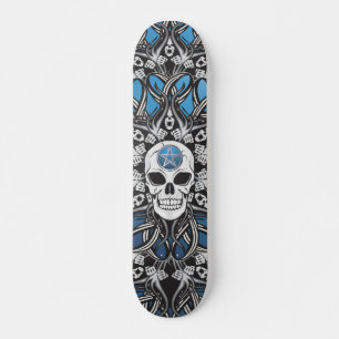 Gothic Skulls - Blau Skateboard