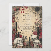 Gothic Skulls & Candlelight Halloween Night Einladung (Vorderseite)