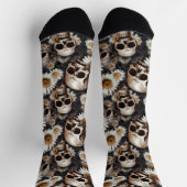 Gothic Skulls Daisy Blume Muster Socken (Oben)