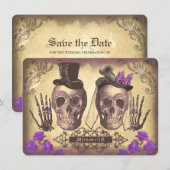 Gothic Skulls Day of the Dead Save the Date Cards (Vorne/Hinten)