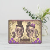 Gothic Skulls Day of the Dead Save the Date Cards (Stehend Vorderseite)