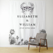 Gothic Skulls Floral Foto Stand Hintergrund Wandteppich (Beispiel)