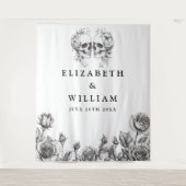 Gothic Skulls Floral Foto Stand Hintergrund Wandteppich (Vorderseite)
