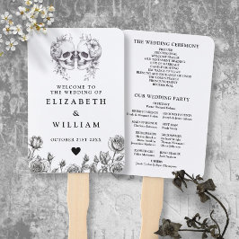 Gothic Skulls Floral Wedding Program Fächer