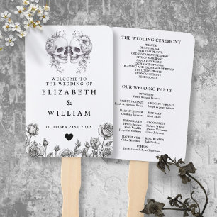 Gothic Skulls Floral Wedding Program Fächer