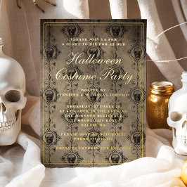 Gothic Skulls Halloween Costume Party Folieneinladung