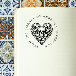 Gothic Skulls Herz Vintages Bibliothekbuch Gummistempel