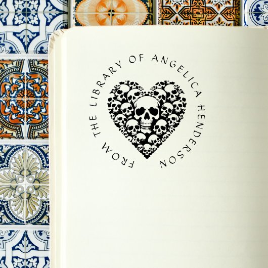 Gothic Skulls Herz Vintages Bibliothekbuch Gummistempel