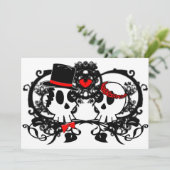 Gothic Skulls Hochzeit Einladung (Stehend Vorderseite)